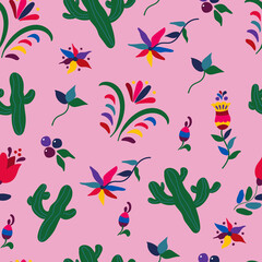 Seamless pattern with cute birds and flowers for the holiday Cinco de mayo. Endless textures for your design.	