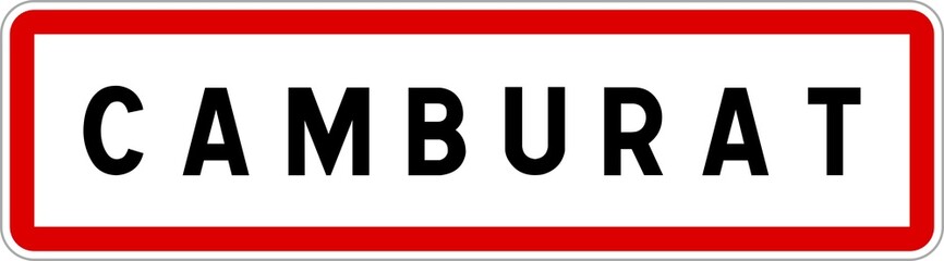 Panneau entrée ville agglomération Camburat / Town entrance sign Camburat