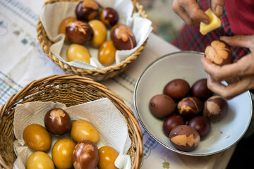 Traditional European Easter Eggs Decoration Process