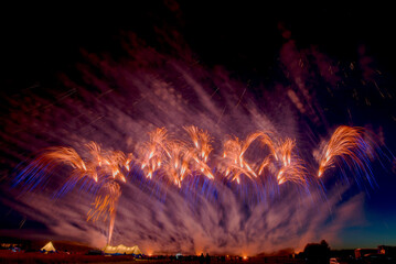 Fototapeta na wymiar Giant multicolored fireworks