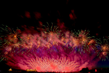 Giant multicolored fireworks