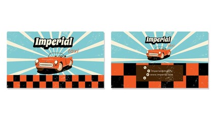 business card for the transport service, taxi in retro style