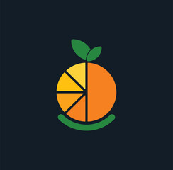 simple orange fruit tech concept vector logo