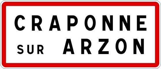 Fototapeta premium Panneau entrée ville agglomération Craponne-sur-Arzon / Town entrance sign Craponne-sur-Arzon