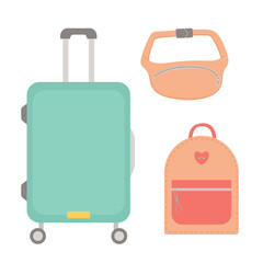 Summer bag, set of suitcases flat design, vector