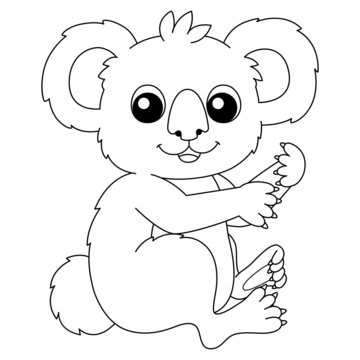 Koala Animal Coloring Page Isolated For Kids