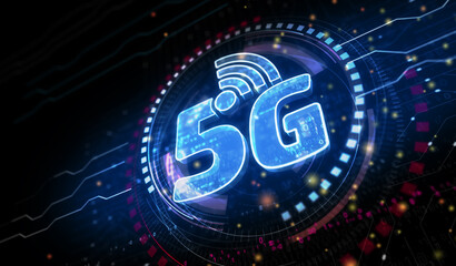 5G high-speed mobile phone network symbol digital concept 3d illustration