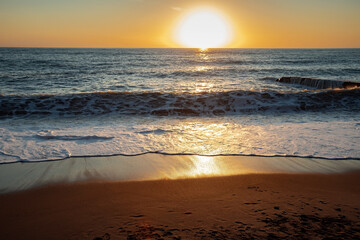 Sea sunset. The Black Sea coast. Tourism and travel. The coastline. Rocks on the shore.