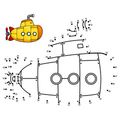 Dot to Dot Submarine Isolated Coloring Page