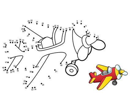 Dot to Dot Propeller Plane Isolated Coloring Page