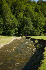 View of the river in the mountains.