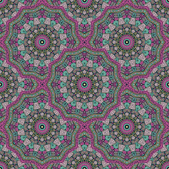 Round medallion vector seamless pattern.