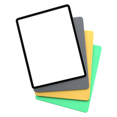 Obraz na płótnie Canvas Set of computer tablets with cover case and blank screen isolated on white.