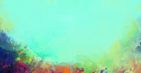 watercolor, acrylic on paper,  background, turquoblue, grunge brush texture background