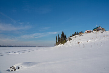 Fototapeta na wymiar winter landscape in the mountains of the Circumpolar Urals