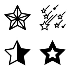 Obraz premium Stars Flat Icon Set Isolated On White Background