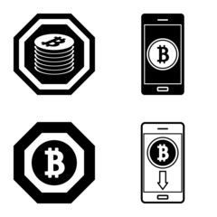 Bitcoins1-2 Flat Icon Set Isolated On White Background