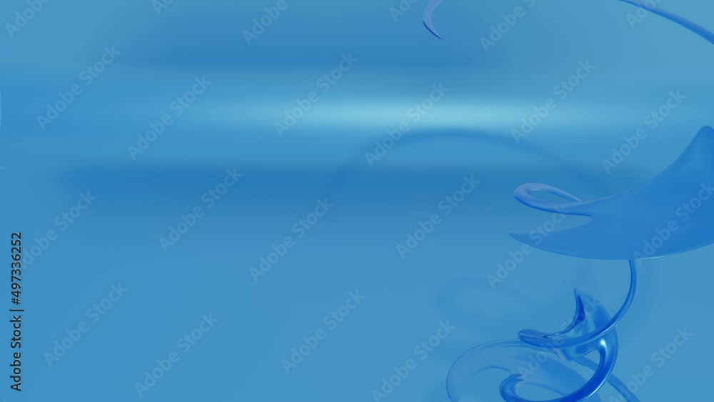 Poster abstract glossy blue figure with curves slowly rotates on a blue background. looped animation. 3d re