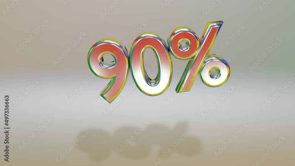 Poster three-dimensional numbers with a percent sign are flying on a gray background. discount concept. loo