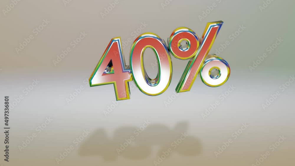 Poster three-dimensional numbers with a percent sign are flying on a gray background. discount concept. loo
