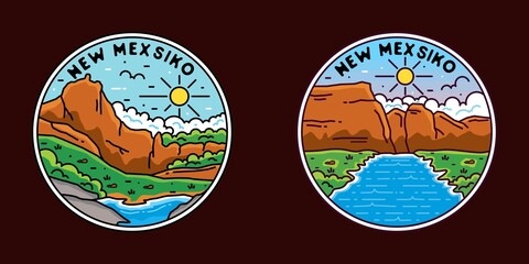 new mexsiko national park monoline badge design