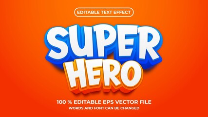 Super Hero text effect template design with 3d style