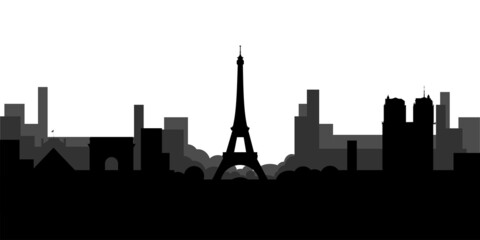 Silhouette of Paris  black and white