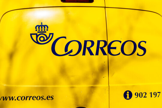 Barcelona, Spain - April 5, 2022. Correos, Sociedad Estatal Correos Y Telégrafos, A Public Postal Services Company Of The Government Of Spain.