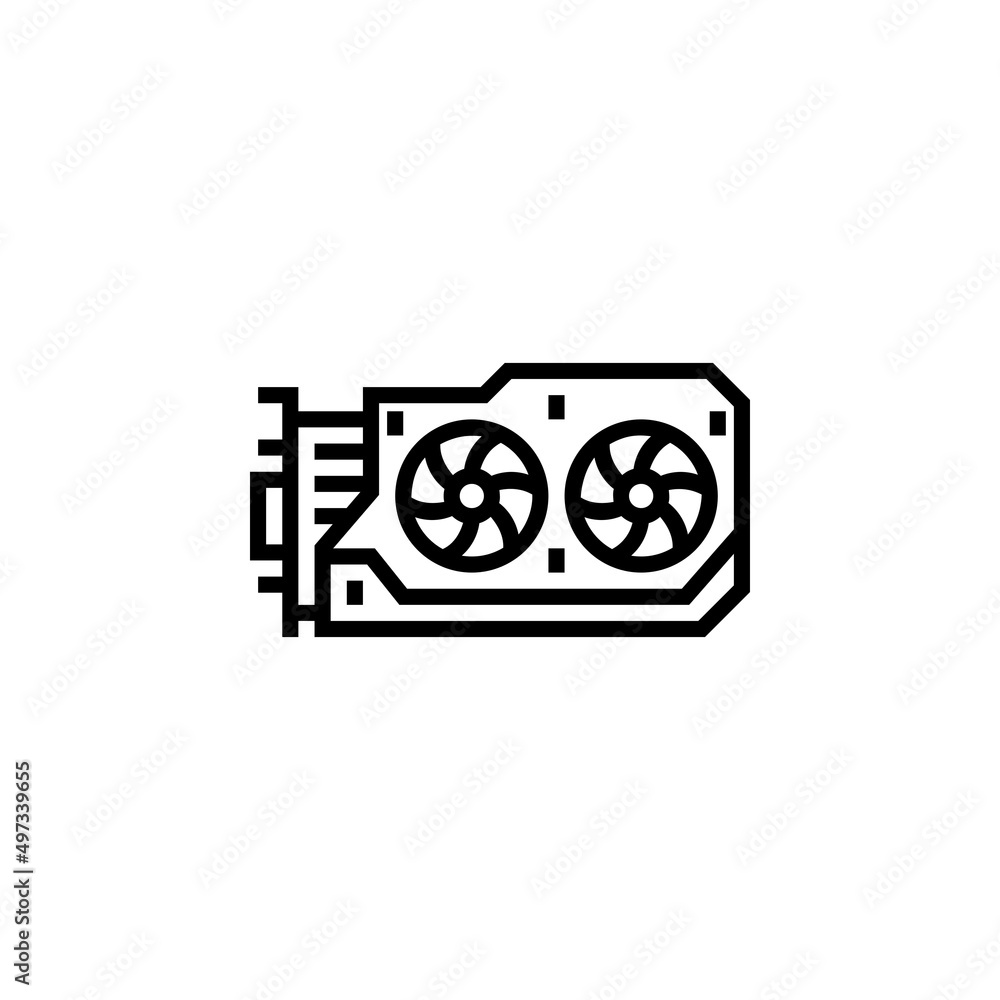 Poster gpu vector icon. computer component icon outline style. perfect use for logo, presentation, website,