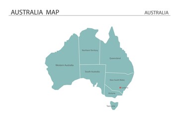 Australia map vector illustration on white background. Map have all province and mark the capital city of Australia.