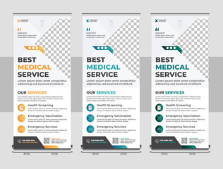 Modern abstract medical clinic roll up banner,creative minimal x banner stand for commercial and Multipurpose Use professional design set