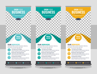 Corporate rollup banner template, advertisement, pull up, polygon background, vector illustration, and display banner for your Corporate business