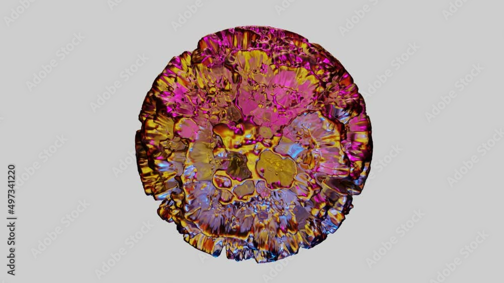 Poster abstract shiny multicolored deformable figure moves on a white background. looped animation. 3d rend
