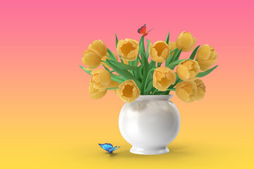 bouquet of tulips in vase