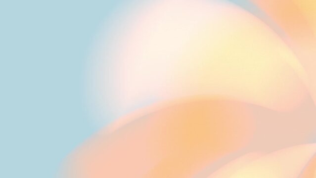 Light blue background with abstract moving element. Pastel orange gradient animation. Blurred light template for presentation and web design. Unfolding soft petals. Calm and purity of early morning