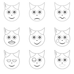 Vector illustration of black and white devils with horns