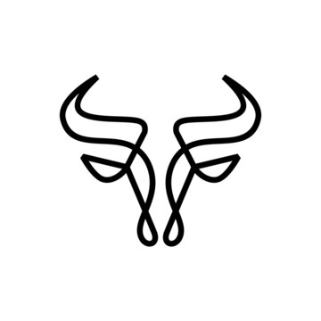 luxury bull line art logo design template