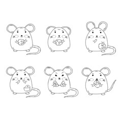Vector illustration of black and white mice