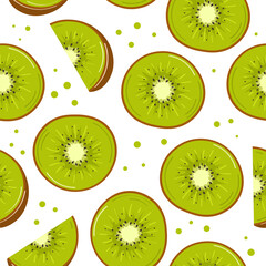 Kiwi sliced ​​fruit seamless pattern. The print is well suited for textiles, Wallpaper and packaging. Vector illustration.