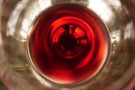 Red Wine Legs In The Glass Viewed From Above