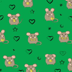 Obraz premium Vector illustration of seamless wallpaper with little mice