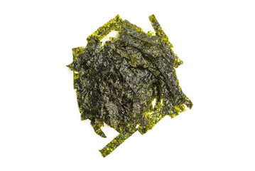 Tasty nori seaweed isolated on white background.