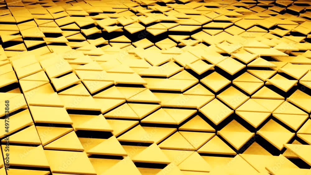 Poster surface of 3d triangles moving in waves. design. wave oscillations on surface of triangles. geometri