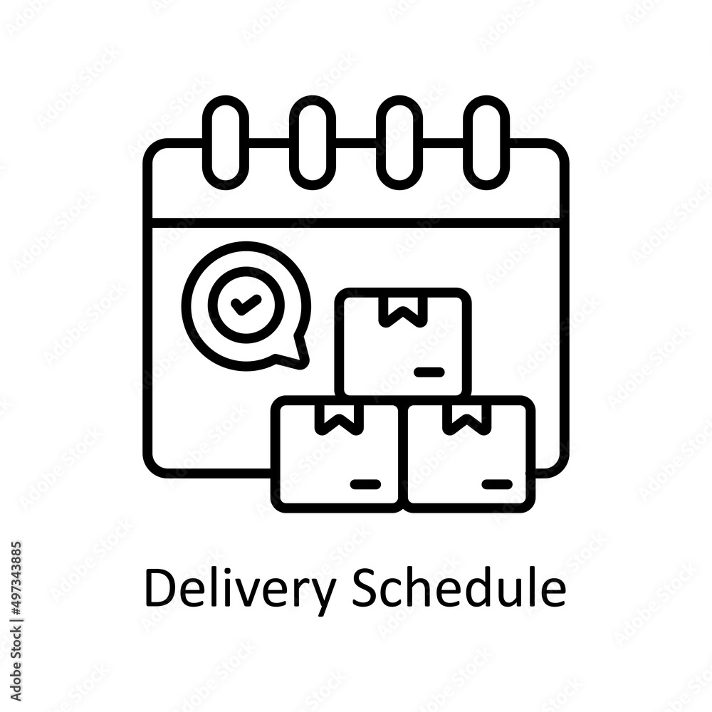 Poster delivery schedule vector outline icon for web isolated on white background eps 10 file
