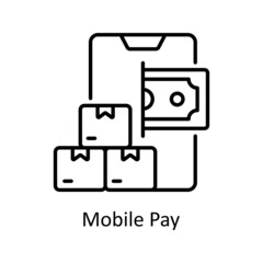 Mobile Pay vector outline icon for web isolated on white background EPS 10 file