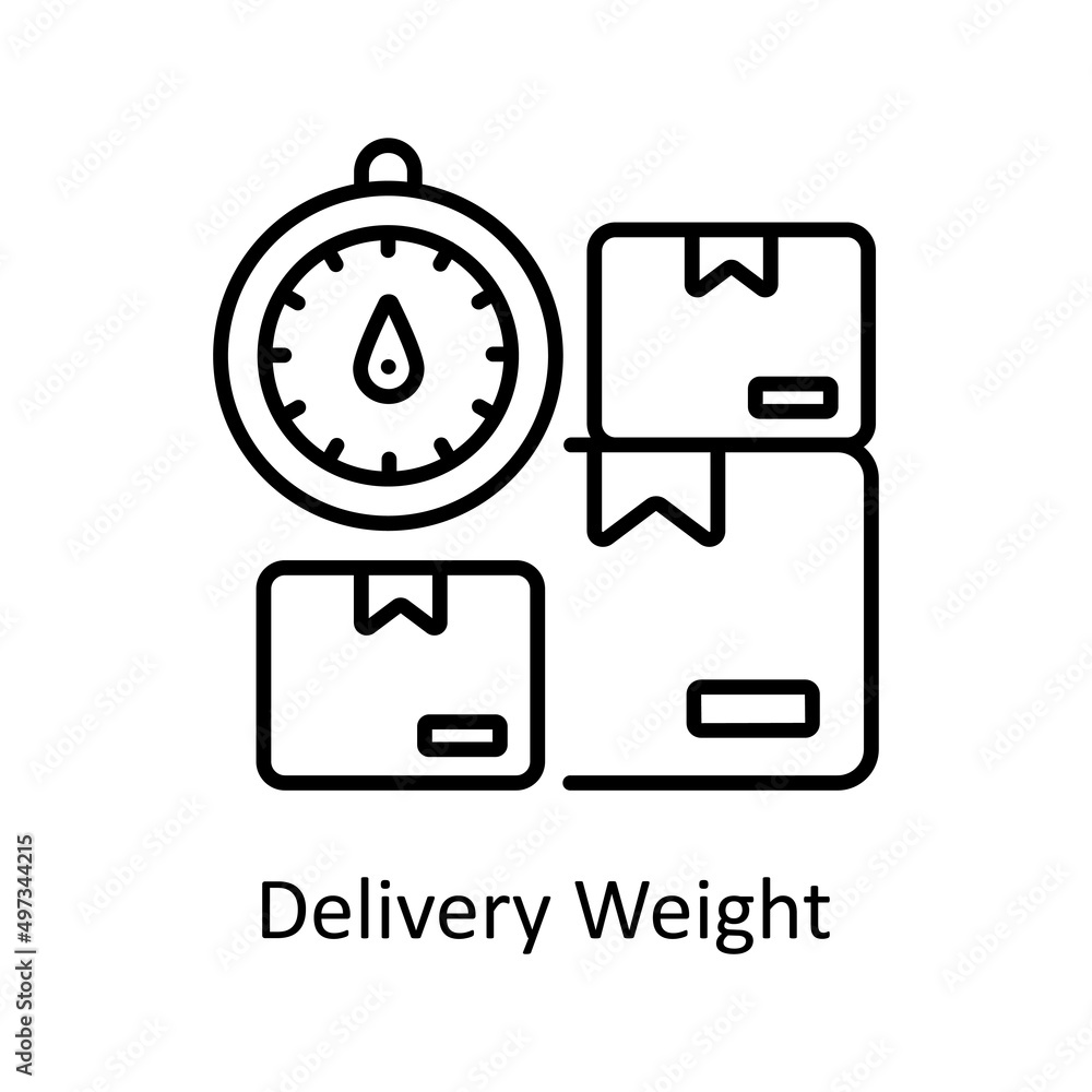 Poster delivery weight vector outline icon for web isolated on white background eps 10 file