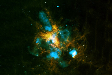 Fototapeta na wymiar Green space nebula. Elements of this image furnished by NASA