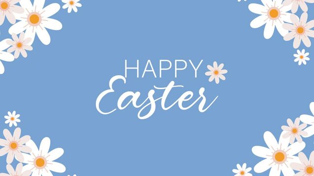 happy easter lettering with floral frame