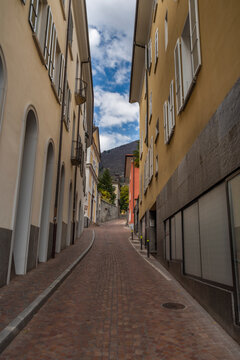 Old small Locarno streets in spring sunny nice day