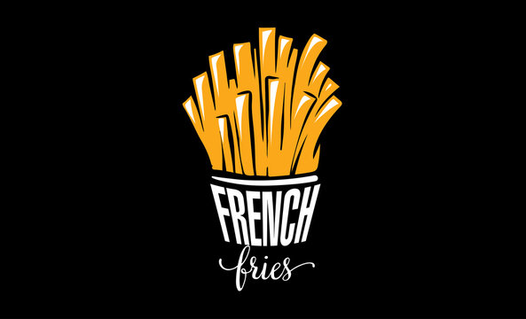 Vector illustration of French fries on a black background
